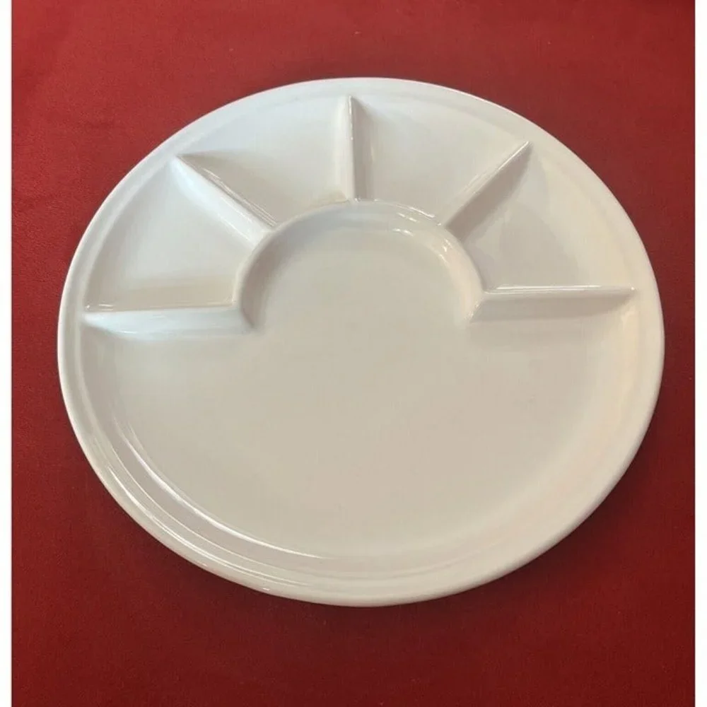 Vintage Sur La Table Portugal Divided Plate White 10” Porcelain Heavy Rare Nice